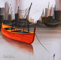 Abdul Jabbar, 12 x 12 Inch,  Acrylic on Canvas, Seascape Painting, AC-ABJ-035
